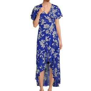 Calvin Klein Floral Print Surplice V-Neck High-Low Maxi Dress. NWT!